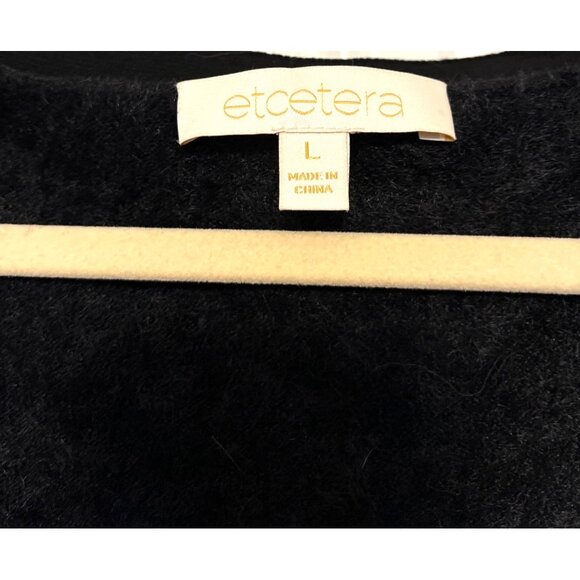 Fisher Fur Black Cardigan Sweater By Etcetera Size L Nylon & Viscose Blend - Picture 2 of 6